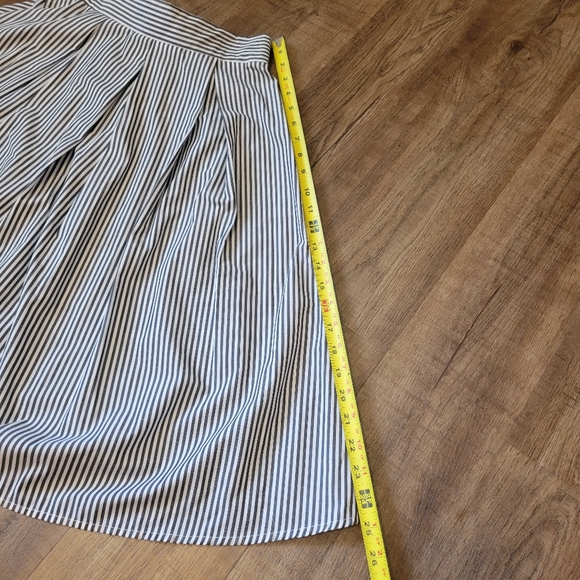 See You Monday Striped High Waisted Pleated Circle Skirt Tie Back Bow - Picture 7 of 7